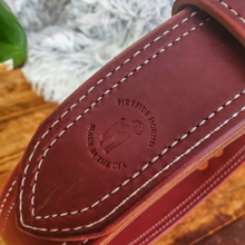 Load image into Gallery viewer, Extra wide dog collar in latigo leather with Fireside Hound logo stamp