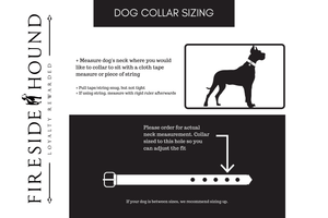 Fireside hound rolled leather dog collar sizing guide