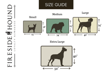 Load image into Gallery viewer, Fireside Hound dog bed sizing guide for canvas dog bed covers
