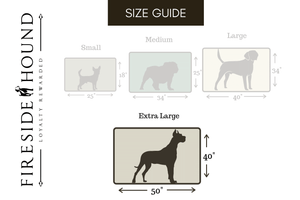 Fireside Hound dog bed sizing guide for extra large dog beds