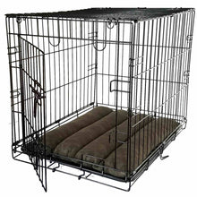 Load image into Gallery viewer, Dog kennel with a green dog crate bed inside on a white background.
