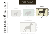 Load image into Gallery viewer, Fireside Hound dog bed sizing guide for large dog beds
