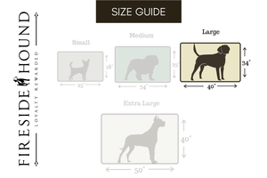Fireside Hound dog bed sizing guide for large dog beds