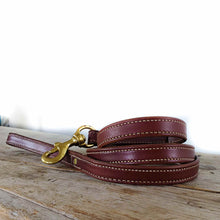 Load image into Gallery viewer, stitched leather dog leash on a white background
