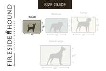 Load image into Gallery viewer, Fireside Hound small dog bed size chart 
