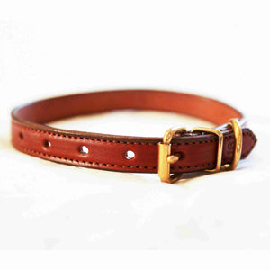 Fireside Hound leather dog collar on a white background