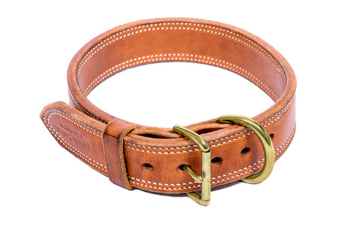 Extra wide dog collar in tan leather from Fireside Hound